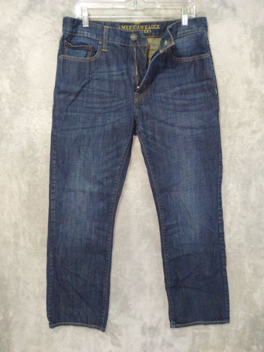 American Eagle Jeans Mens 33x32 Blue Denim Original Straight Dark Wash Mid Rise